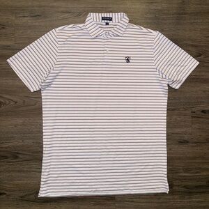 Peter Millar Crown Crafted Golf Polo Shirt Mens Large Striped With Chest Logo